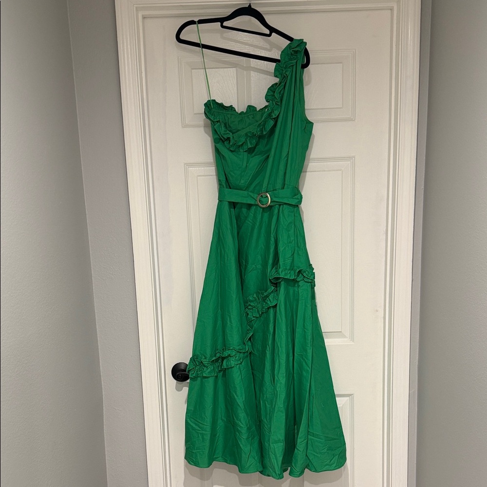 Taylor Vibrant Green A-Line Dress